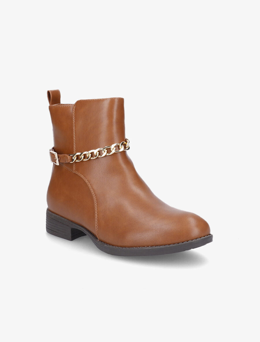 Bottines classiques à sangles en chaîne - Camel - 2