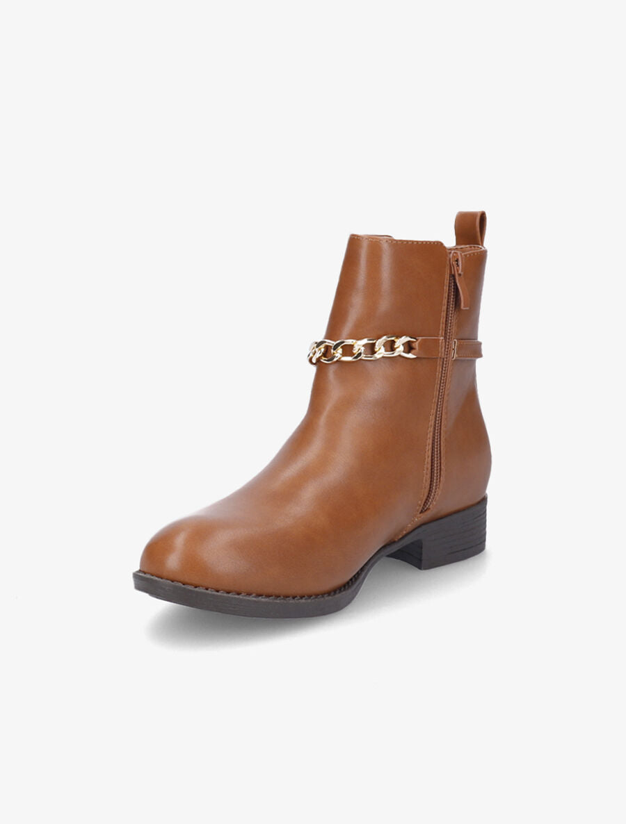 Bottines classiques à sangles en chaîne - Camel - 3