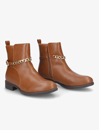 Bottines classiques à sangles en chaîne - Camel - 4
