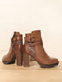 Bottines à talon et empiècement python - Camel - 1
