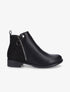 Bottines plates en simili et suédine - Noir - 1