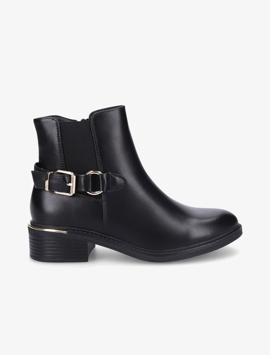 Bottines à boucle stylisée - Noir - 5