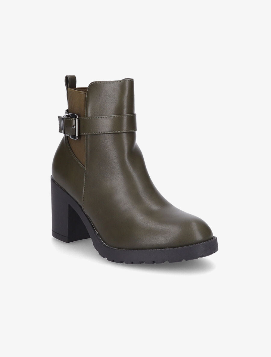 Bottines à boucle et semelle crantée - Kaki - 2