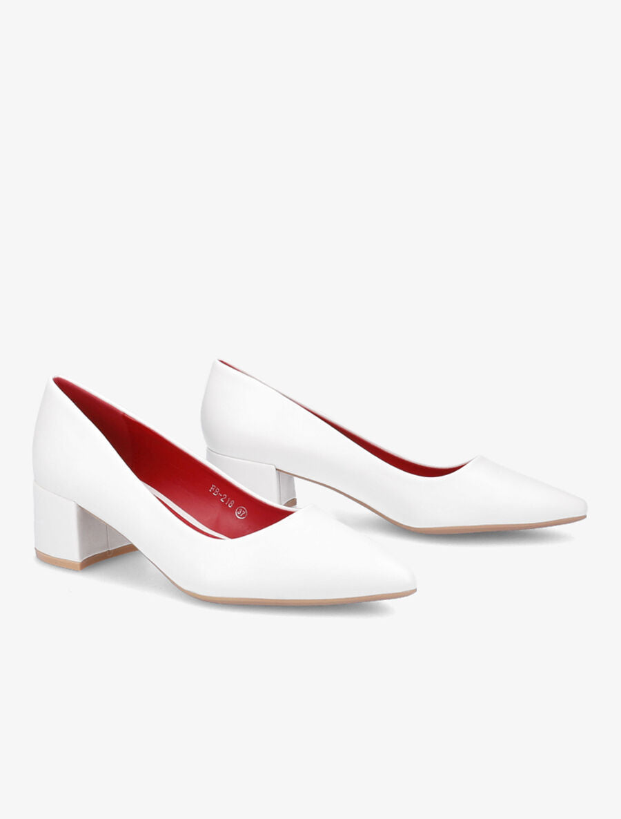 Escarpins Tacco Blancs Simili Cuir - Taille 37 - Talons Hauts - Occasion En Parfait état