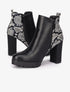 Bottines imprimé python à talon et contrefort - Noir - 1