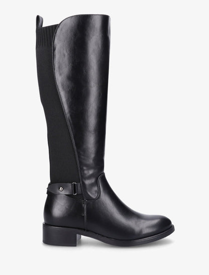 Bottes élastiquées en simili - Noir - 1