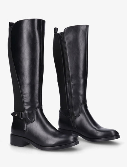 Bottes élastiquées en simili - Noir - 4