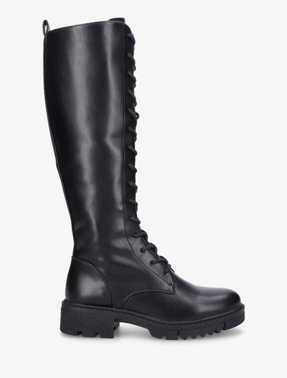 Bottes en simili à lacets - Noir - 5