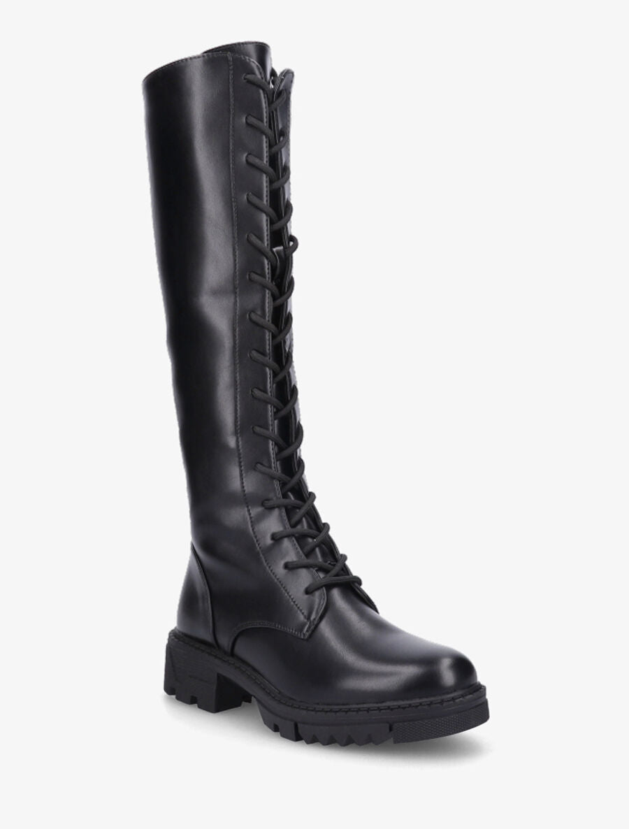 Bottes en simili à lacets - Noir - 2
