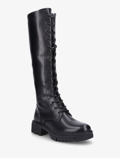 Bottes en simili à lacets - Noir - 2
