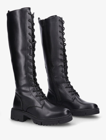 Bottes en simili à lacets - Noir - 4
