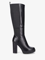 Bottes élastiquées à talon haut - Noir - 1
