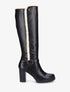Bottes à talon et empiècement effet peau de mouton - Noir/blanc - 5