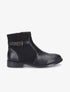 Bottines plates en simili et suédine - Noir - 5