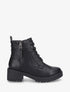 Bottines à lacets et double zips - Noir - 1