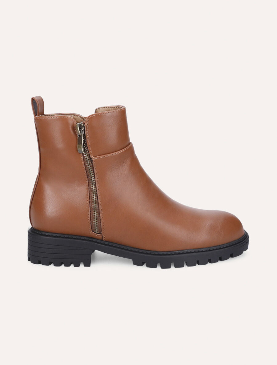 Boots à zip décoratif - Camel - 5