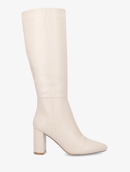 Bottes fourrées en simili à talon haut - Beige - 1