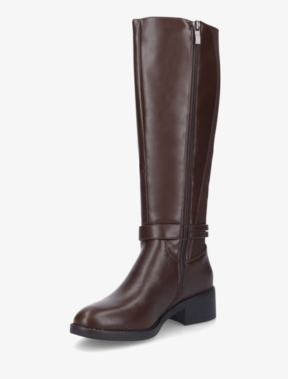 Bottes élastiquées en simili à talon - Marron - 3