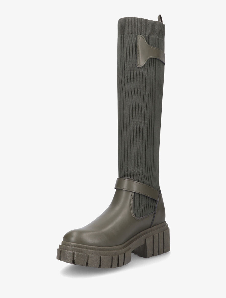 Bottes chaussettes à double sangles - Kaki - 3