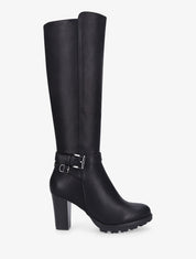 Bottes en simili à talon haut - Noir - 5