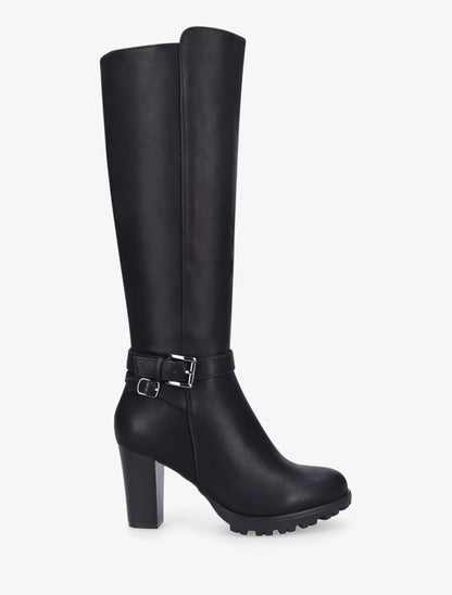 Bottes en simili à talon haut - Noir - 5