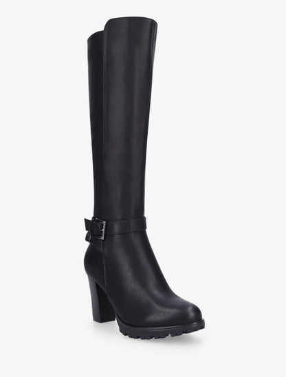 Bottes en simili à talon haut - Noir - 2