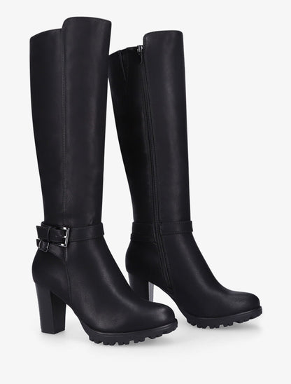 Bottes en simili à talon haut - Noir - 4