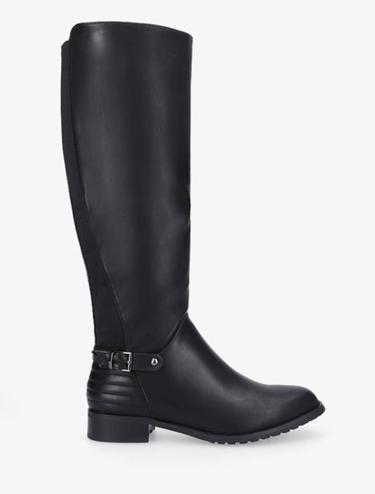 Bottes plates élastiquées en simili - Noir - 1