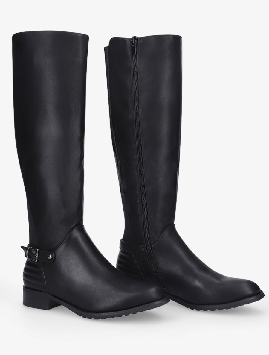Bottes plates élastiquées en simili - Noir - 4