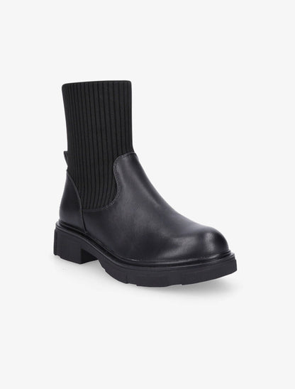 Bottines bi-matière style chaussettes - Noir - 2