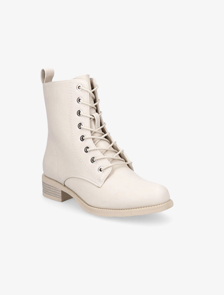 Boots lacées à oeillets dorés - Beige - 2
