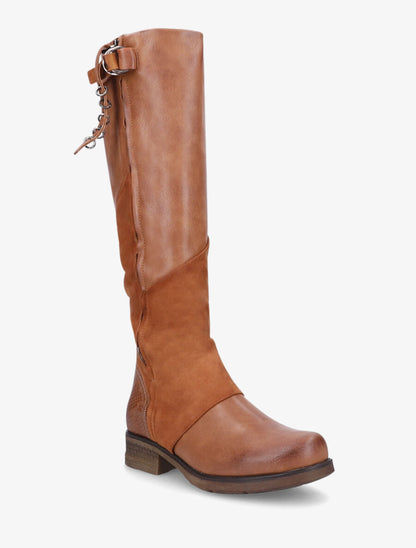 Bottes bi-matière à talon stylisé - Camel - 2
