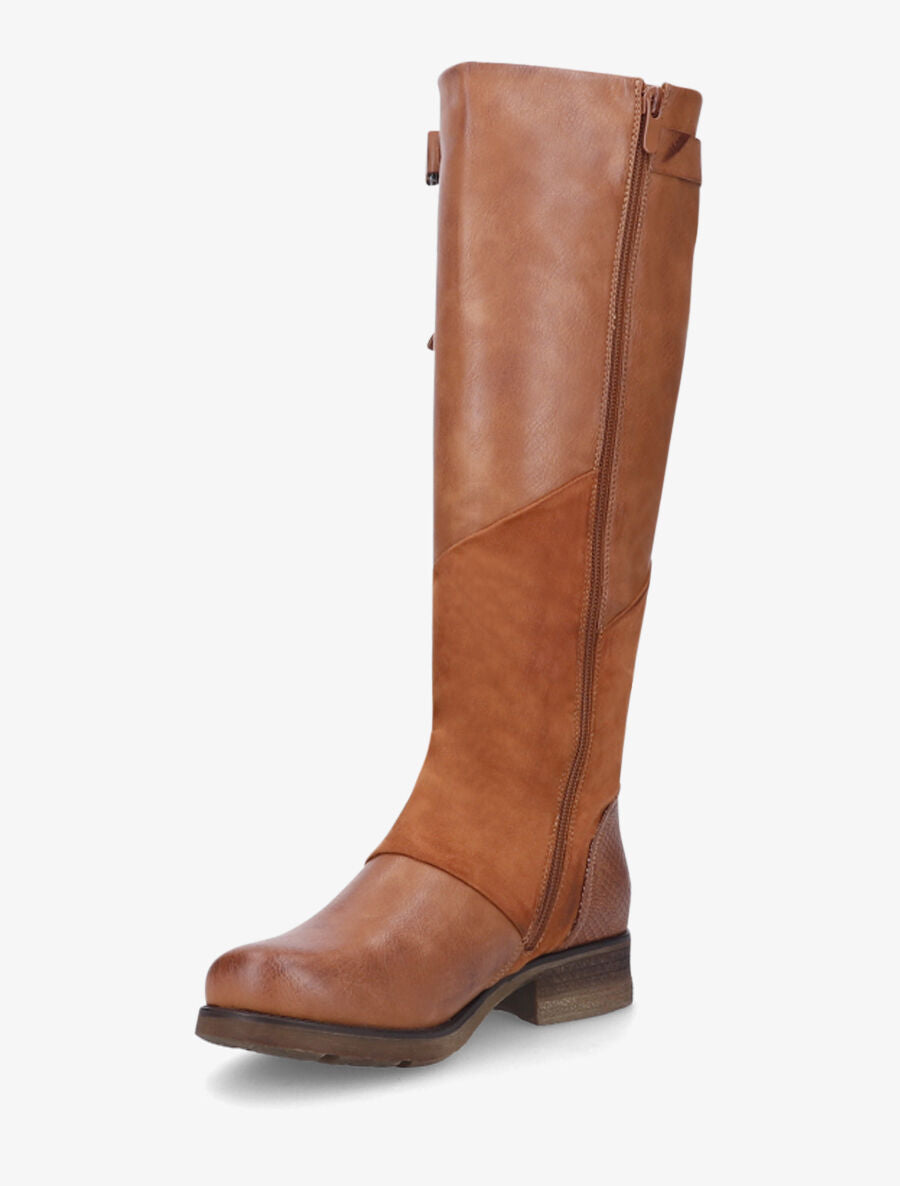 Bottes bi-matière à talon stylisé - Camel - 3