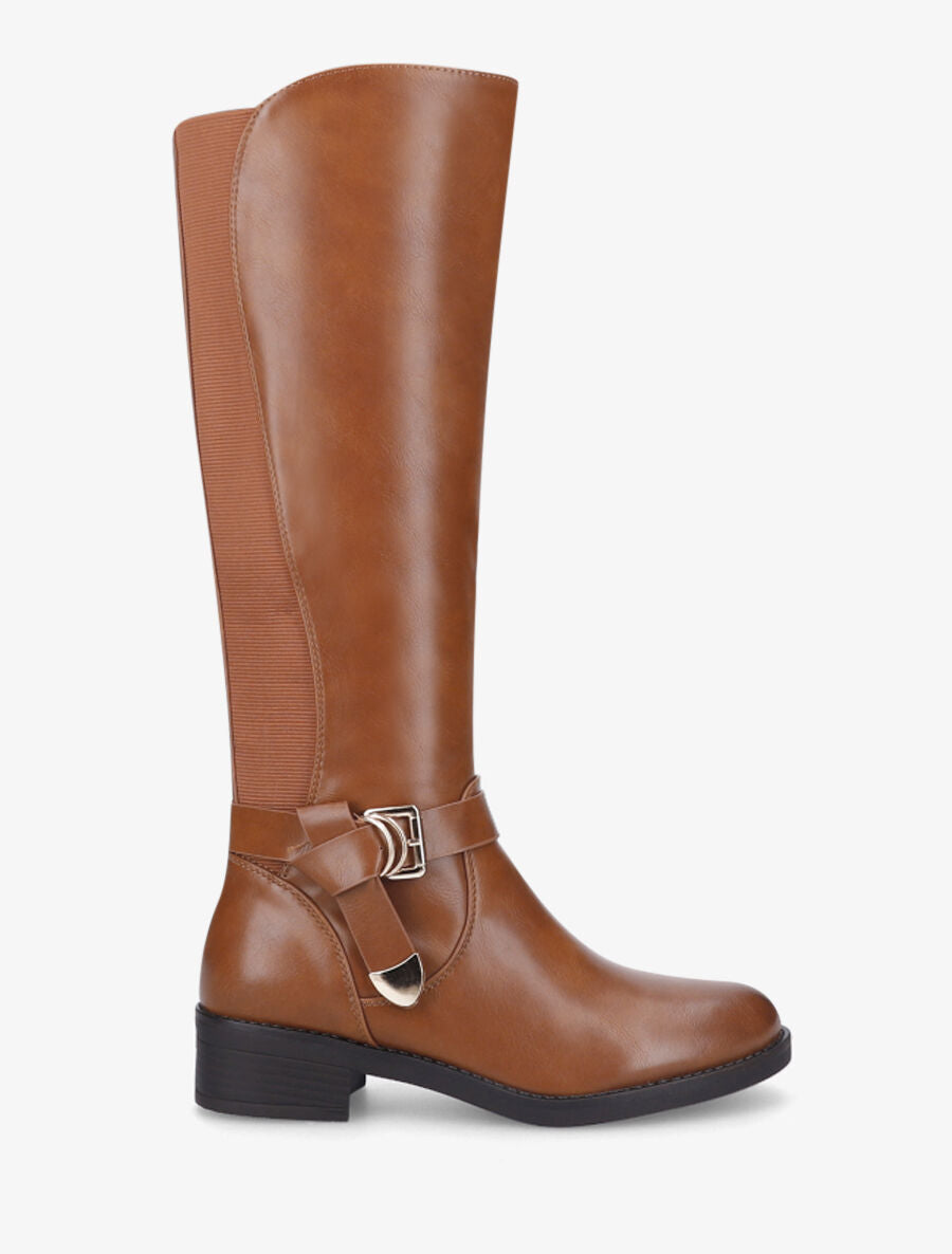 Bottes élastiquées à sangle nouée - Camel - 5