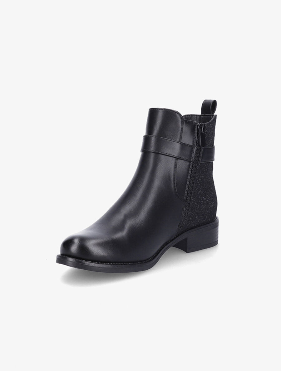 Bottines en simili à contrefort pailleté - Noir - 3