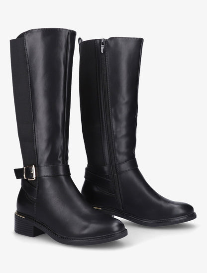 Bottes plates élastiquées en simili - Noir - 4