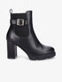 Bottines à talon et boucle en simili - Noir - 1
