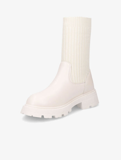 Bottines style chaussettes - Crème - 3