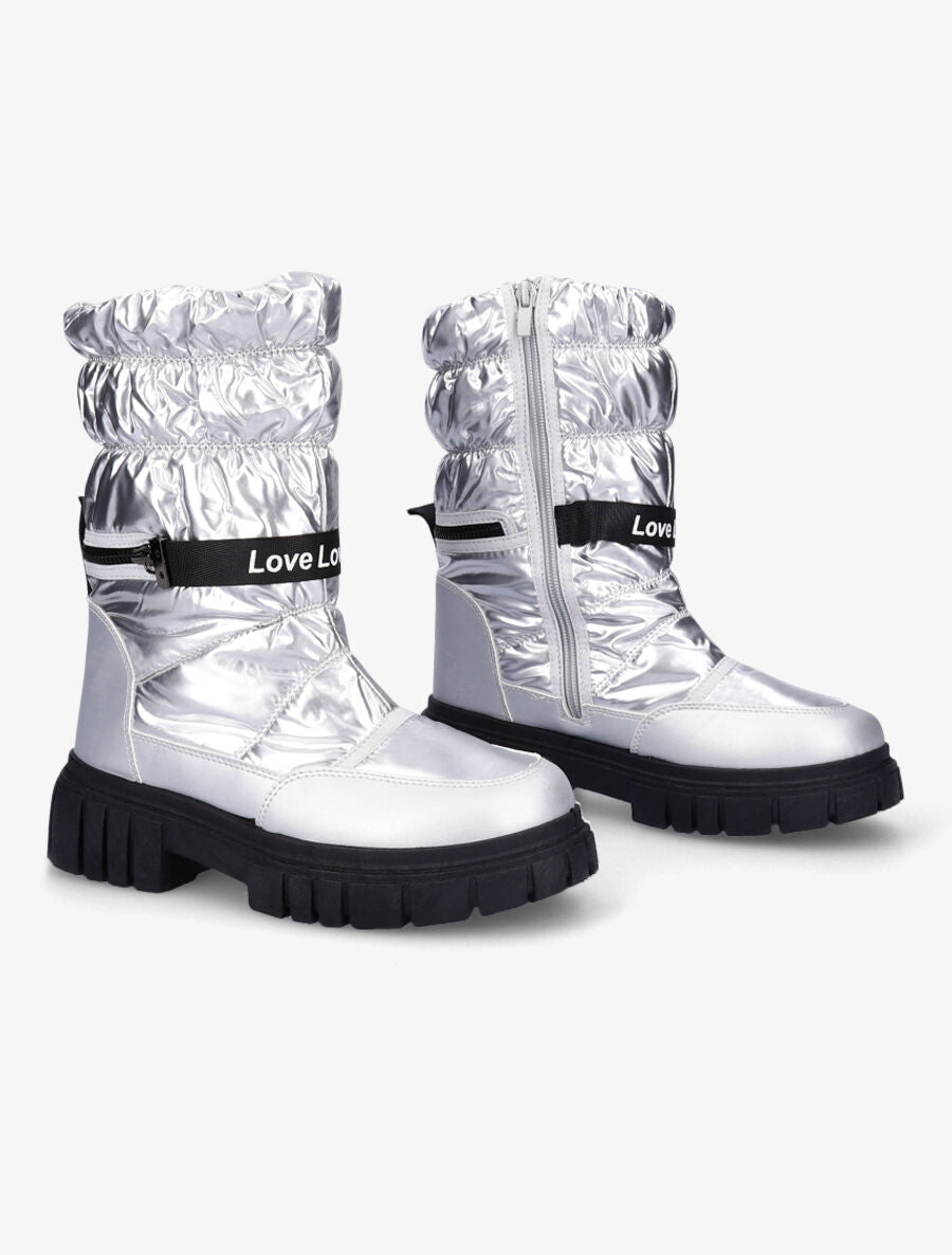 Boots matelassées à zip - Argent - 4