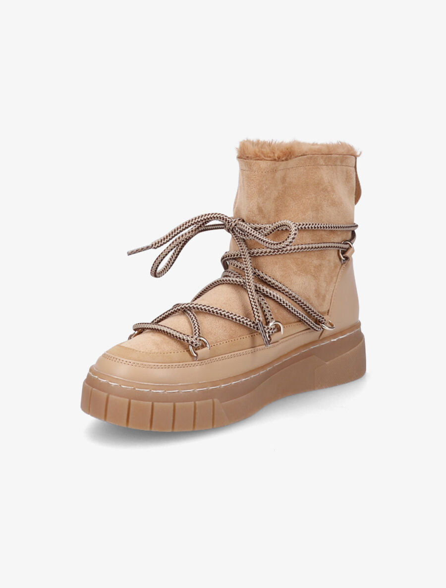 Bottines bi-matière fourrées - Camel - 3