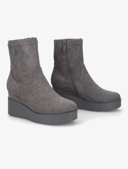 Bottines compensées à strass - Gris - 4