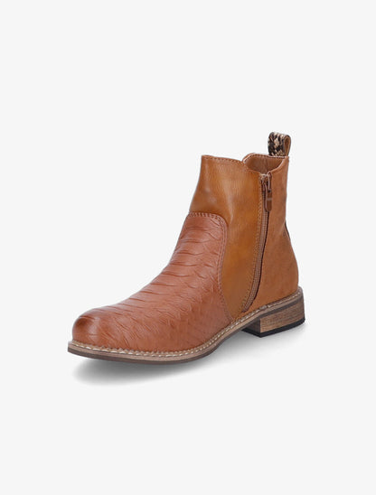 Bottines élastiquées effet python - Camel - 3