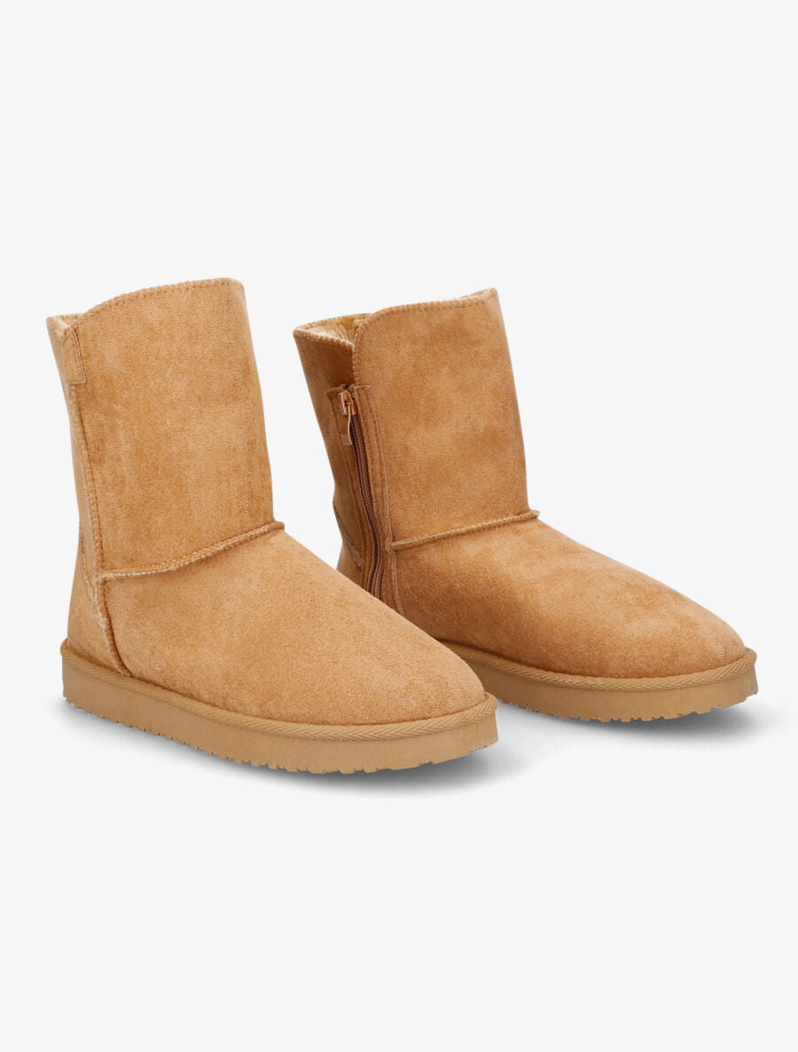 Boots classiques fourrées en suédine - Camel - 4