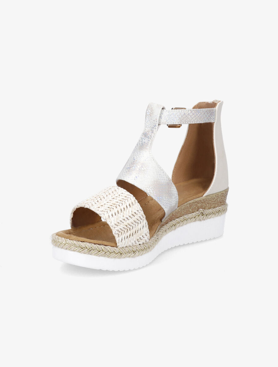 Sandales compensées effet python - Beige - 3