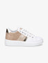 Sneakers en simili et suédine et bandes irisées - Camel - 1