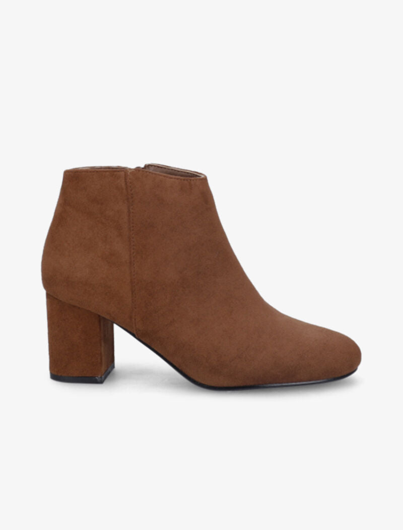 Bottines à talon en suédine - Camel - 2