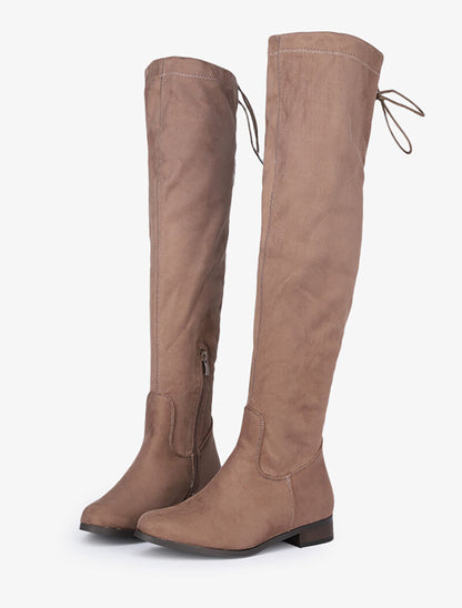 Cuissardes en suédine à cordon de serrage - Taupe - 1