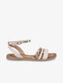 Nu-pieds à triples brides imprimé léopard et tressées - Beige - 1