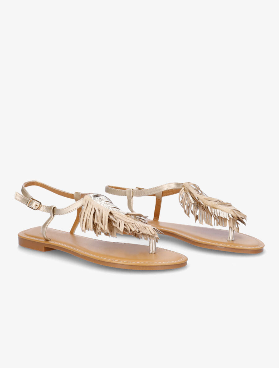 Nu-pieds à franges en simili - Or - 4