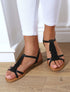 Nu-pieds en simili et franges en suédine - Noir - 1